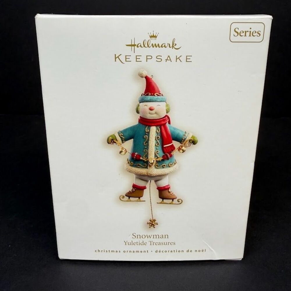 2008 Hallmark Keepsake Ornament Ice Skating Snowman Yuletide Treasures-Mint NOS